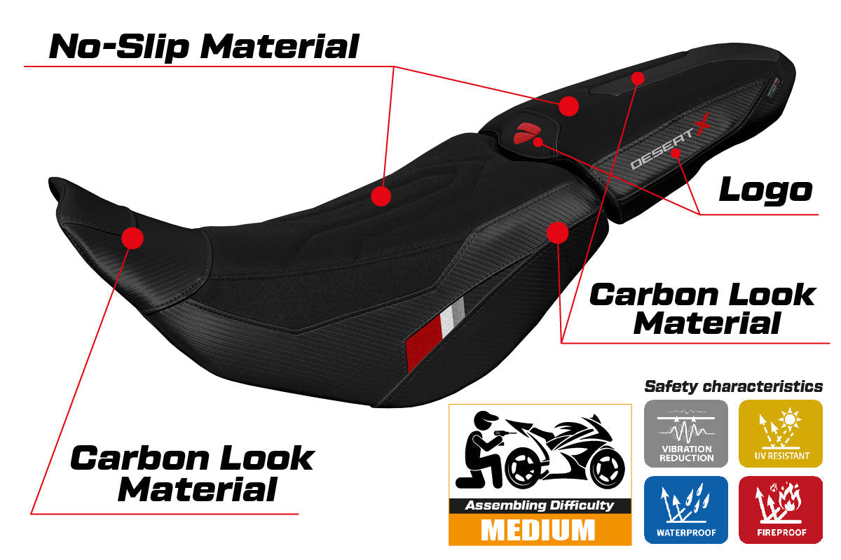 Tappezzeria Italia Ducati Desert X 2022-2025 Seat Cover in Thar Ultragrip Black