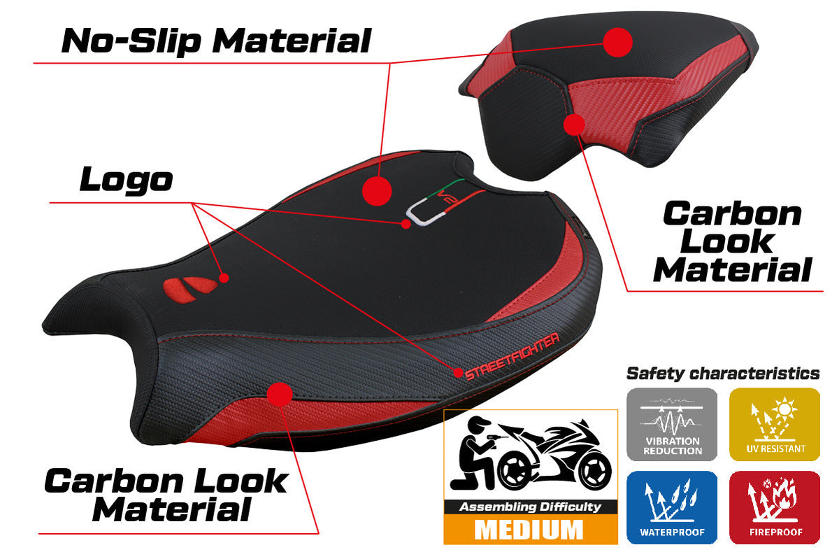 Tappezzeria Italia Ducati Streetfighter V2 2022-2024 Seat Cover in Red and Black