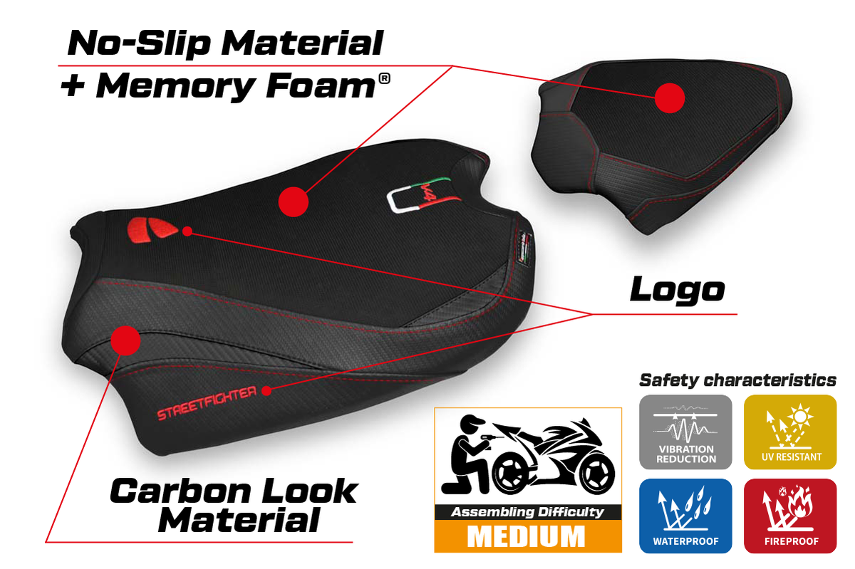 Tappezzeria Italia Ducati Streetfighter V4 2020-2024 Seat Cover Comfort in Black