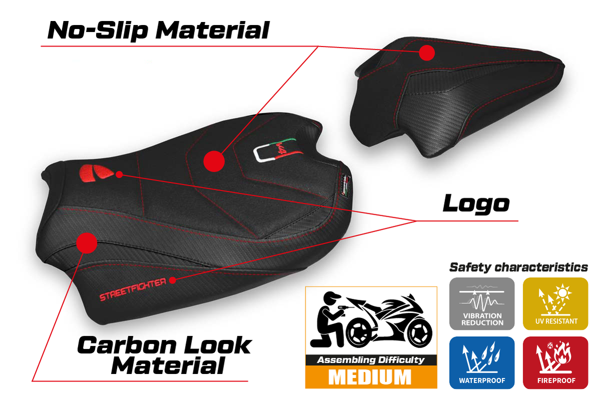 Tappezzeria Italia Ducati Streetfighter V4 2020-2024 Seat Cover Ultragrip in Black