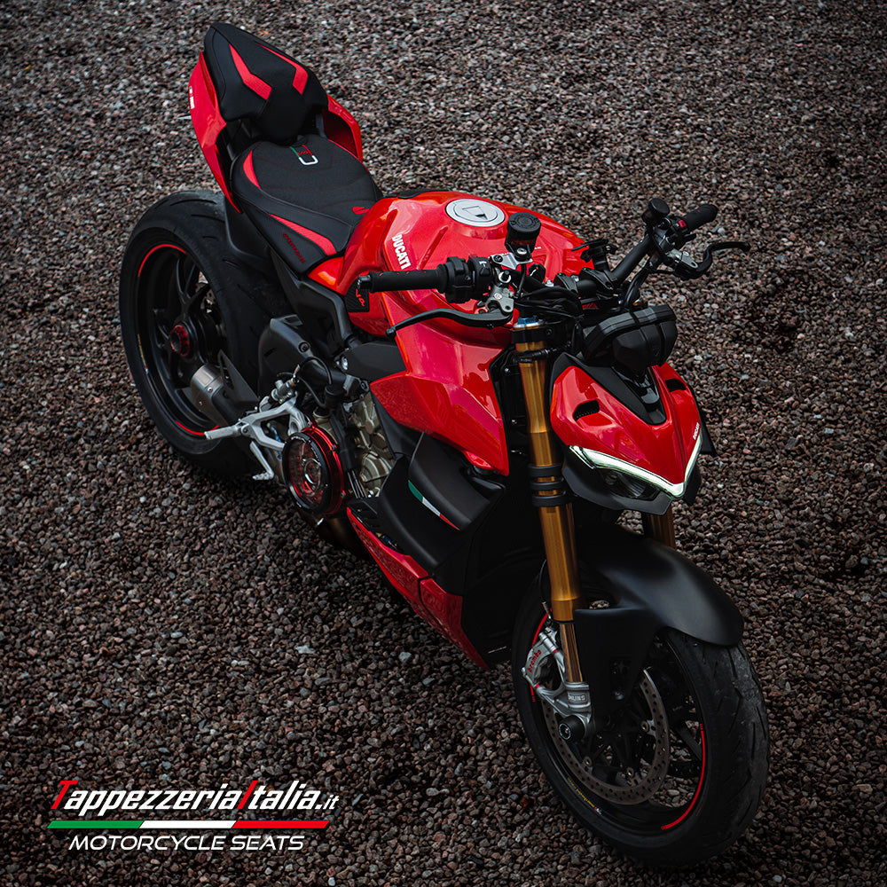 Tappezzeria Italia Ducati Streetfighter V4 2020-2024 Seat Cover Ultragrip in Red and Black