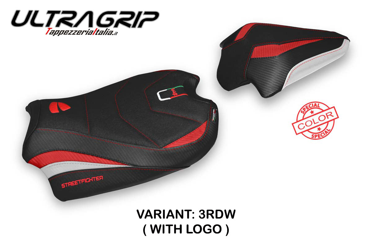 Tappezzeria Italia Ducati Streetfighter V4 2020-2024 Seat Cover Ultragrip in Red, White and Black