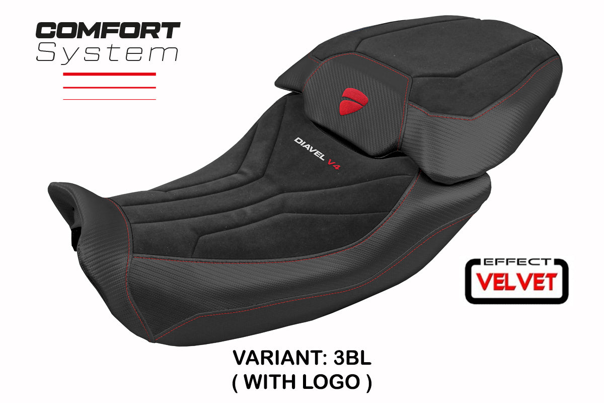 Tappezzeria Italia Ducati Diavel V4 2023-2025 Seat Cover in Diablo Comfort Velvet Silver and Black