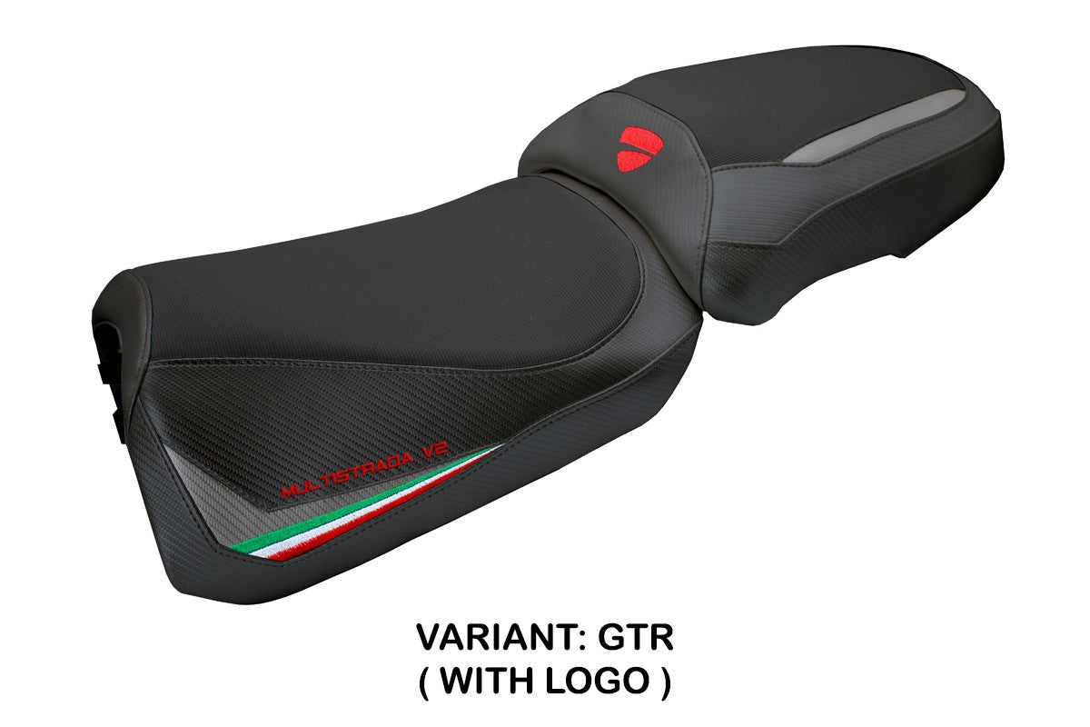 Tappezzeria Italia Ducati Multistrada V2 2025 Seat Cover Grey italian Flag Black