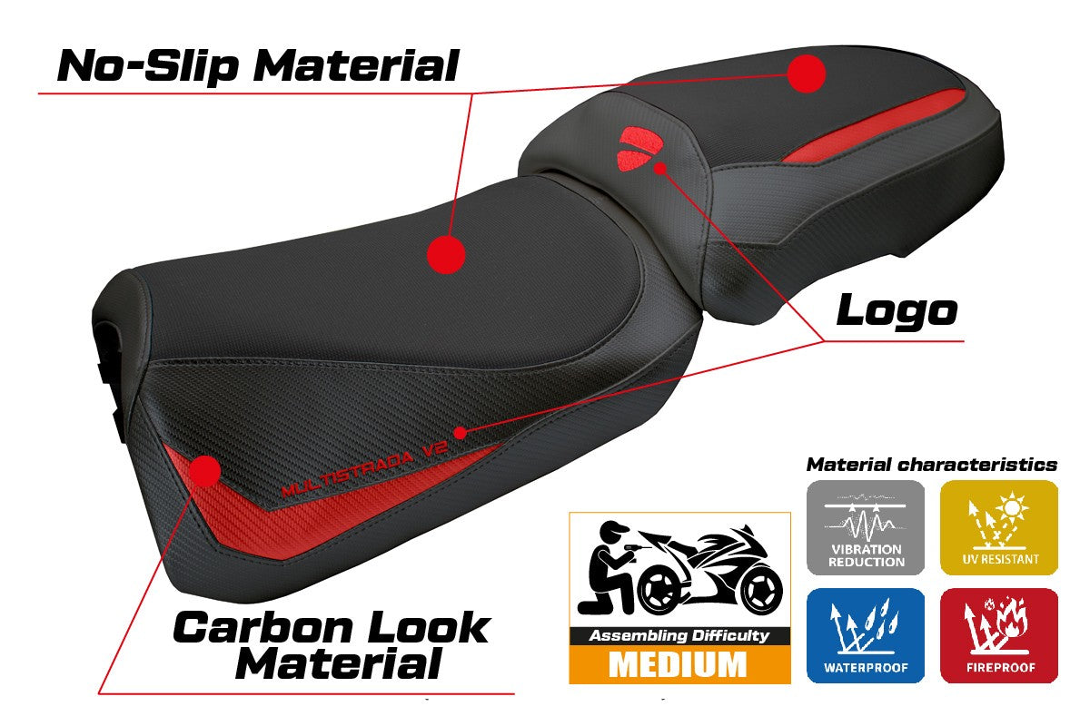 Tappezzeria Italia Ducati Multistrada V2 2025 Seat Cover Red Black