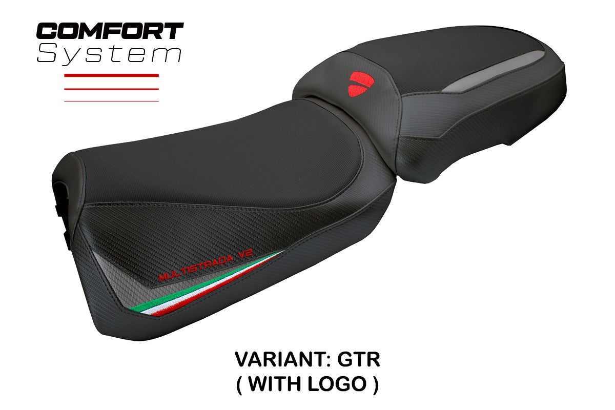 Tappezzeria Italia Ducati Multistrada V2 2025 Seat Cover Comfort Grey Italian Flag Black