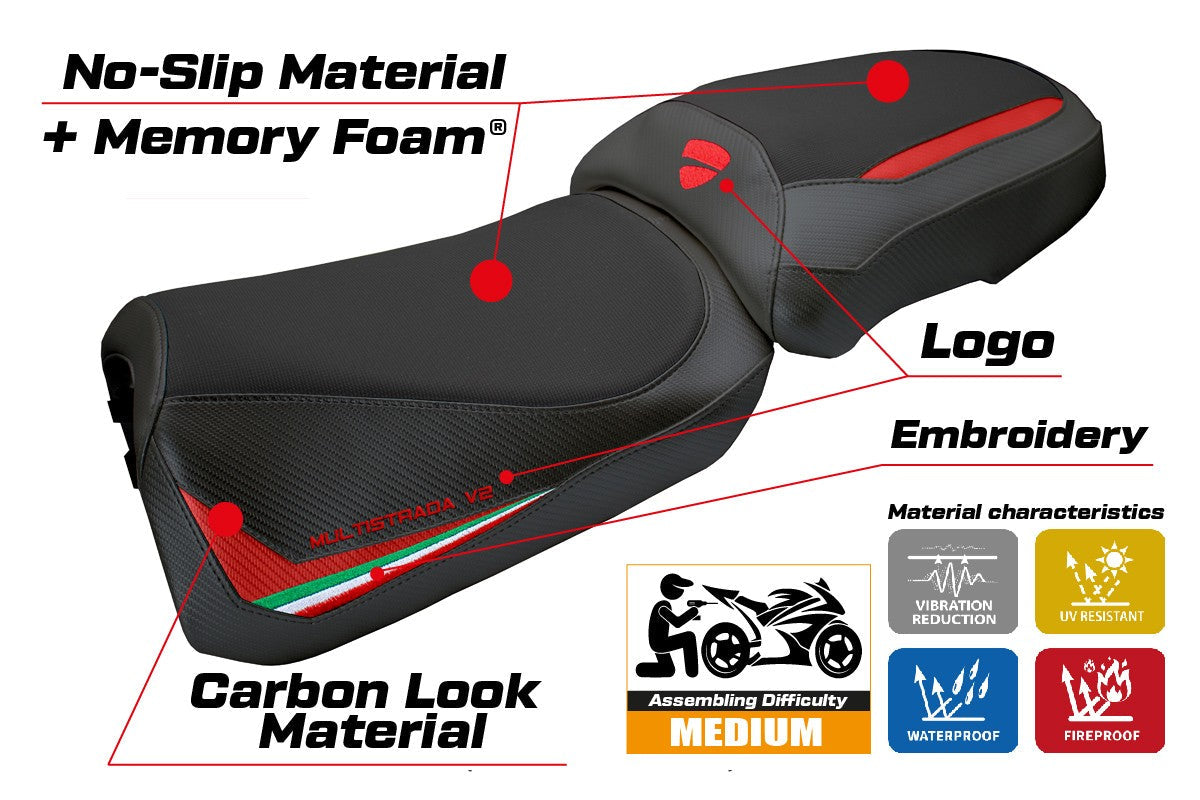 Tappezzeria Italia Ducati Multistrada V2 2025 Seat Cover heating Comfort Red Ita
