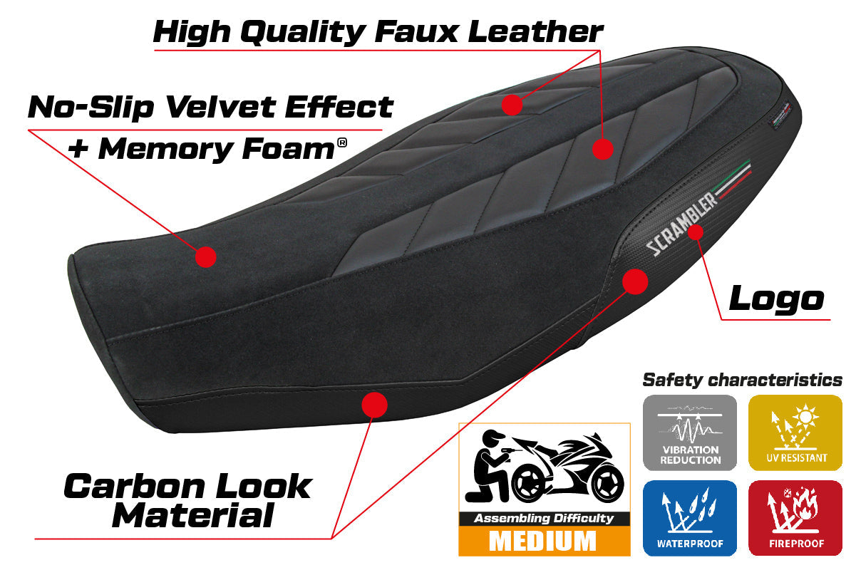Tappezzeria Italia Ducati Scrambler 800 2023-2025 Seat Cover Comfort in Velvet Black