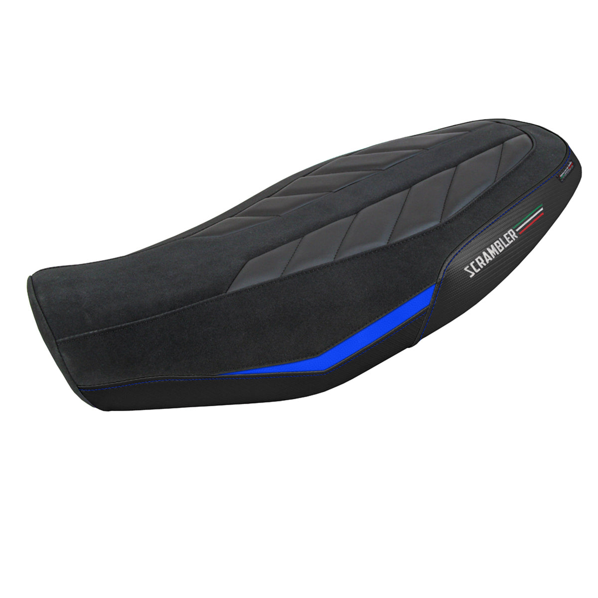 Tappezzeria Italia Ducati Scrambler 800 2023-2025 Seat Cover in Velvet Look Blue and Black