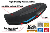 Tappezzeria Italia Ducati Scrambler 800 2023-2025 Seat Cover in Velvet Look Light Blue and Black