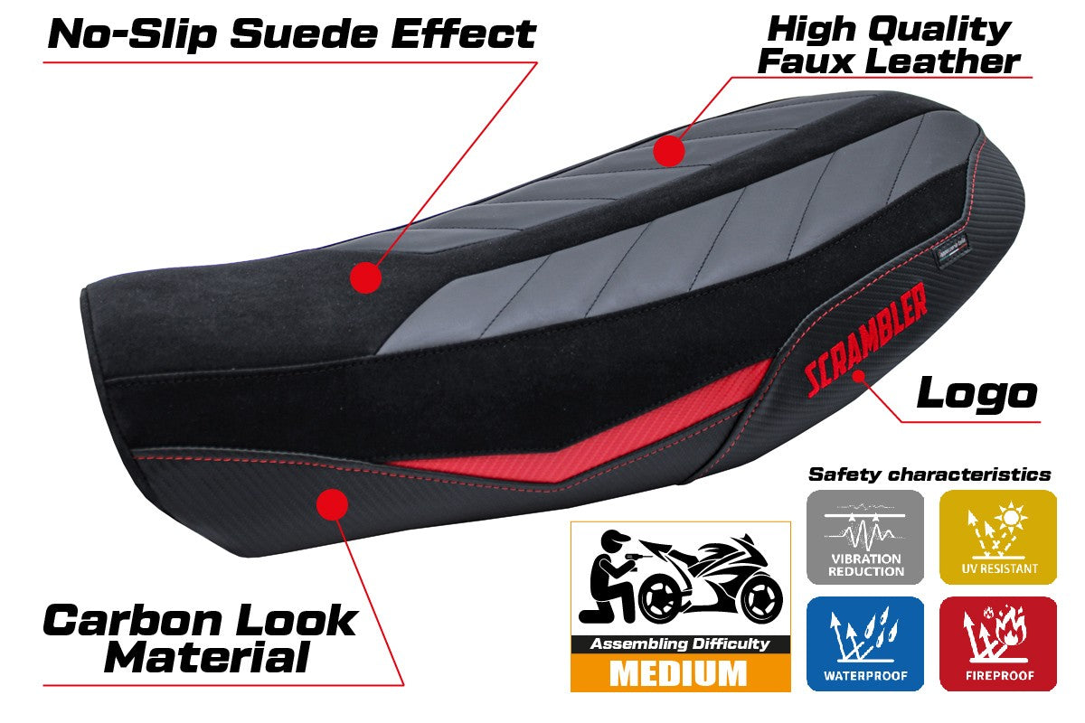 Tappezzeria Italia Ducati Scrambler Urban Motard 2022 2023 2024 Seat Cover Red black