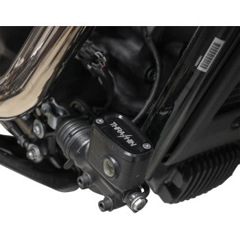 THRASHIN SUPPLY CO. Brake Reservoir Cap - Rear - Black - Twice Cut - '18+ Softail TSC-3177-4