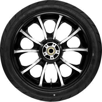 COASTAL MOTO Largo Rear Wheel - Black Cut (18") | Dunlop AE2 Tire (180/55B18) PKG2-LAR185BC-ABST