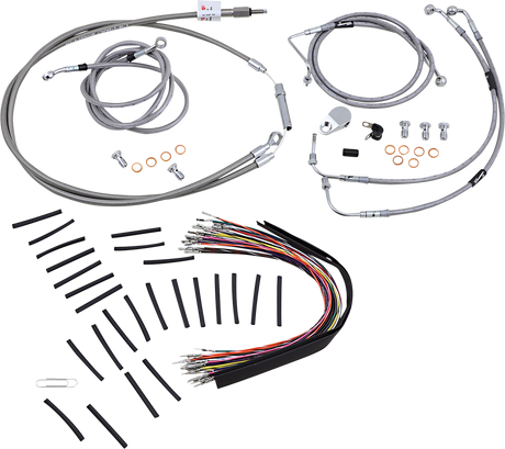 BURLY BRAND Handlebar Cable/Brake Line Kit - Complete - 13" Ape Hanger Handlebars - Stainless Steel B30-1102