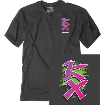 FACTORY EFFEX Kawasaki Retro KX T-Shirt - Heather Charcoal - XL 28-87116