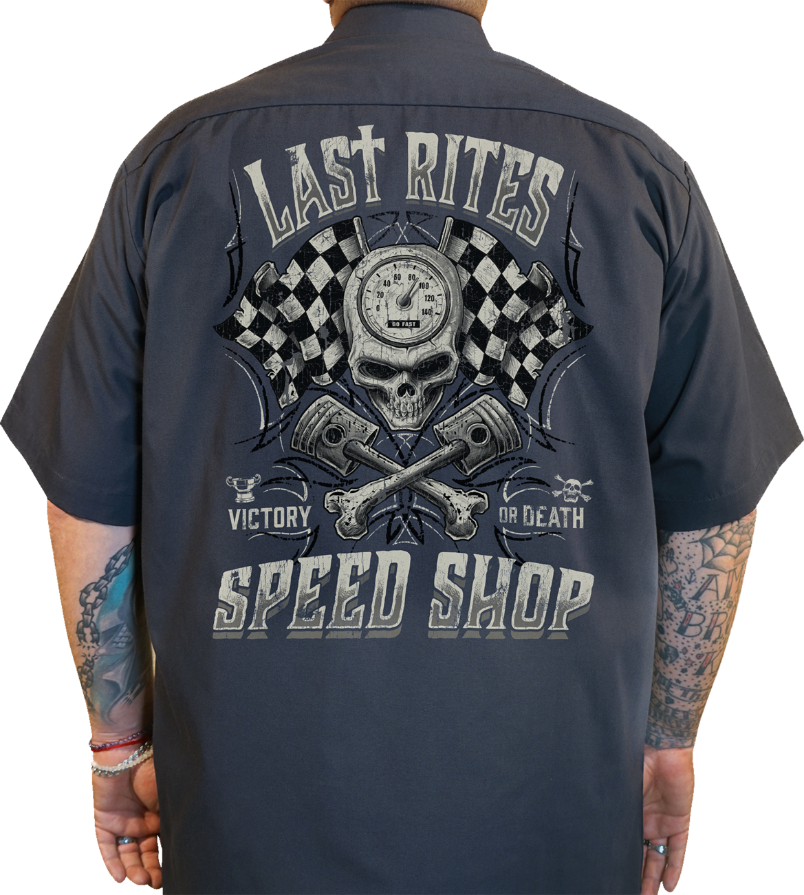 LETHAL THREAT Last Rites Shop Shirt - Gray - Medium DG60181M