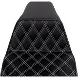 SADDLEMEN Step-Up Seat - Front Lattice Stitch - White Stitch - FLH/FLT '08-'23 A808-07B-172WHI