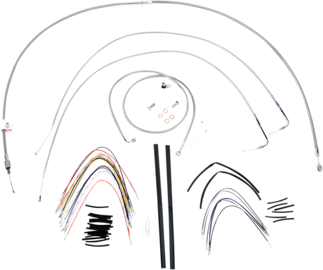 BURLY BRAND Handlebar Cable/Brake Line Kit - Complete - 16" Ape Hanger Handlebars - Stainless Steel B30-1056