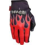 THRASHIN SUPPLY CO. Stealth Leather Palm Flame Gloves - Red - Large SV1-21-10