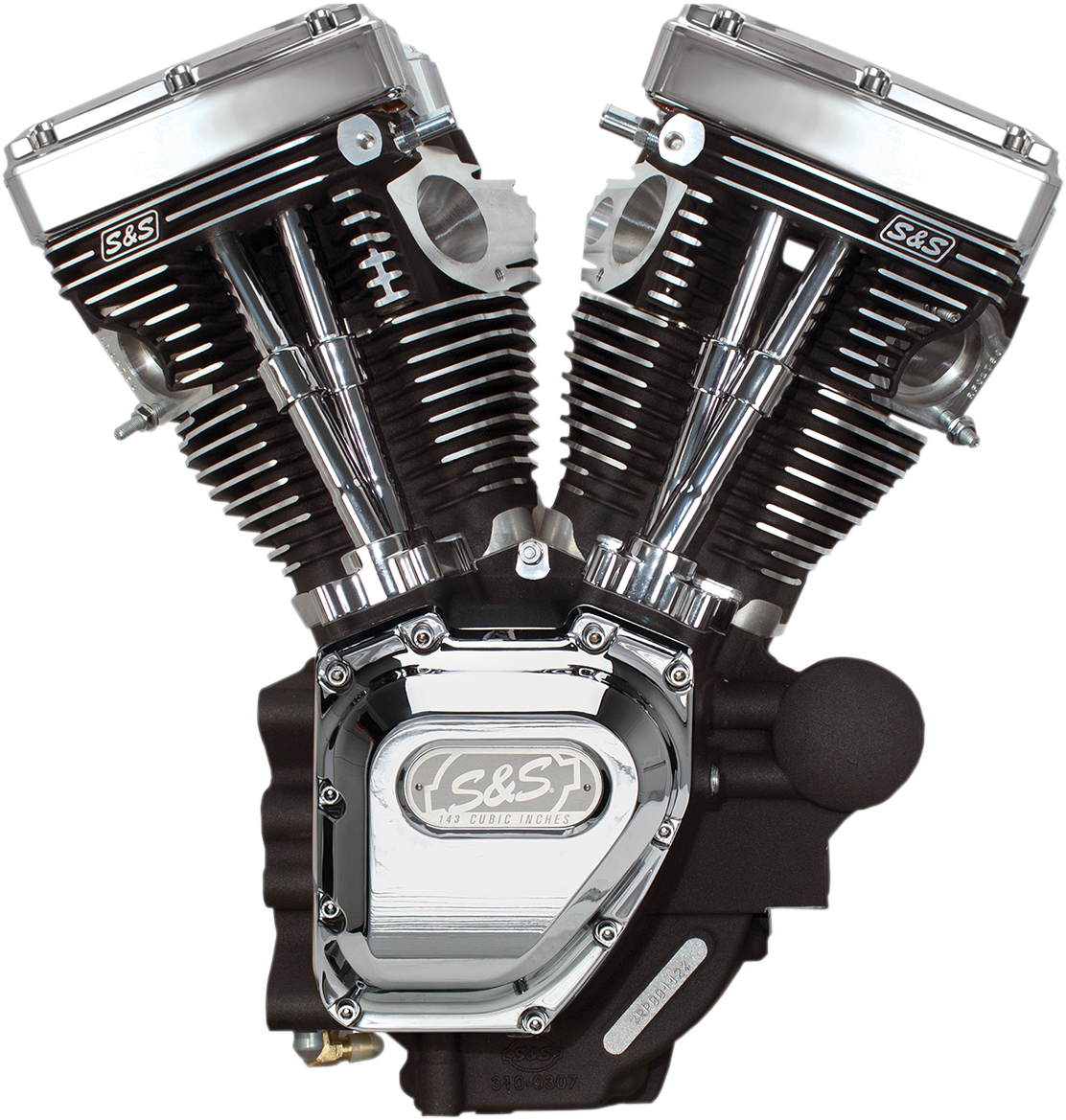 S&S CYCLE T143 Long Block Engine - Wrinkle Black and Chrome - Dyna 310-0883A