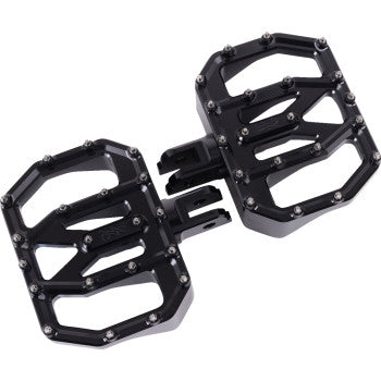 THRASHIN SUPPLY CO.  Mini Aggressor Floorboards - Black - Front TSC-2031-1-SF