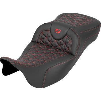 SADDLEMEN Seat Roadsofa Tri Gripper Ext Rch Red Stitch 808-07B-21104