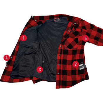 GERBING HEATED CLOTHING 7 V Battery Heated Flannel Shirt - Red/Black - 2XL GER7VFS-RB-XXL
