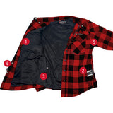 GERBING HEATED CLOTHING 7 V Battery Heated Flannel Shirt - Red/Black - 2XL GER7VFS-RB-XXL