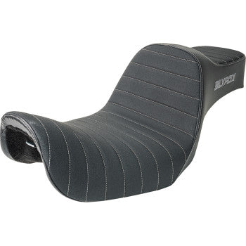 SLYFOX Highnoon Seat - Vinyl - Classic Stitch - Gray Logo - Dyna '12-'16 4694B-slyfox