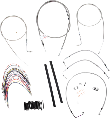 BURLY BRAND Handlebar Cable/Brake Line Kit - Complete - 16" Ape Hanger Handlebars - Stainless Steel B30-1077