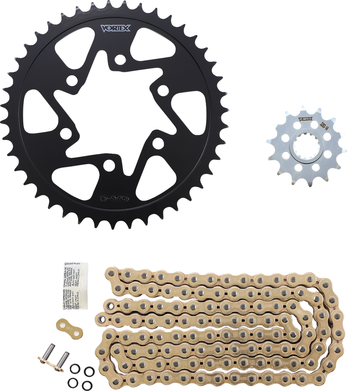 VORTEX Chain and Sprocket Kit - GFRS - Black - Kawasaki Ninja ZX-6R CKG4218
