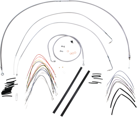 BURLY BRAND Handlebar Cable/Brake Line Kit - Complete - 14" Ape Hanger Handlebars - Stainless Steel B30-1050