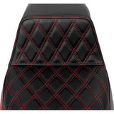 SADDLEMEN Step-Up Seat - Front Lattice Stitch - Red Stitch - FLH/FLT '08-'23 A808-07B-172RED