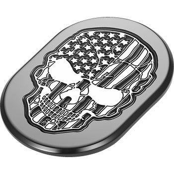 FIGURATI DESIGNS Antenna Cover - Right Rear Fender - Contrast Cut American Flag Skull - Black  FD28-AC-BLK-RT