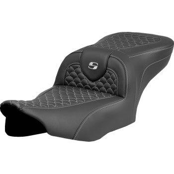 SADDLEMEN Roadsofa™ Seat - Dragon Scale Stitch - Silver Stitch - w/o Backrest - FLTR/FLHX '23-'24 823-07-20805