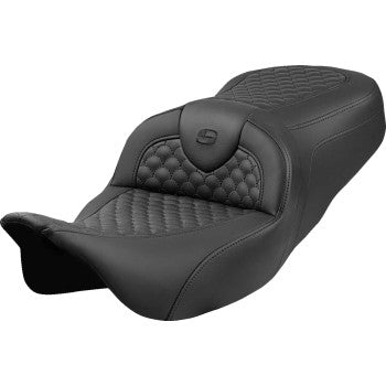 SADDLEMEN Roadsofa™ Seat - Dragon Scale Stitch - Black Stitch - w/o Backrest - FLH/FLT '08-'24 808-07B-20800