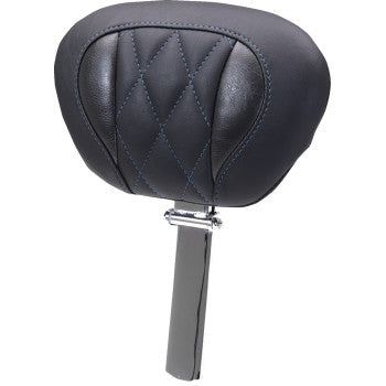 MUSTANG Deluxe Driver Backrest - Diamond - Sky Blue Stitching - FLT/FLH '23-'25 89460SB
