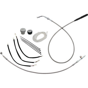 FAT BAGGERS INC. EZ Install Kit - 12" Handlebars - Upper Clutch - Braided Stainless Steel/Chrome 149012-C