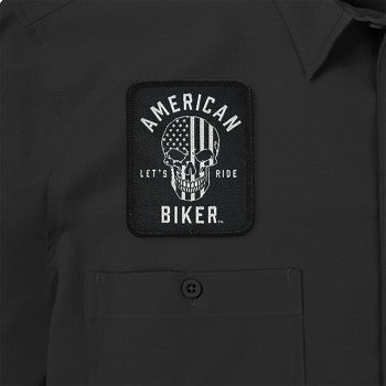 American Biker Biker Sam Lightweight Shirt - Black/White - Large ABBSAM07ST74BKLR
