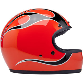 BILTWELL Gringo Helmet - Flames - Competition Orange - 2XL 1002-593-506