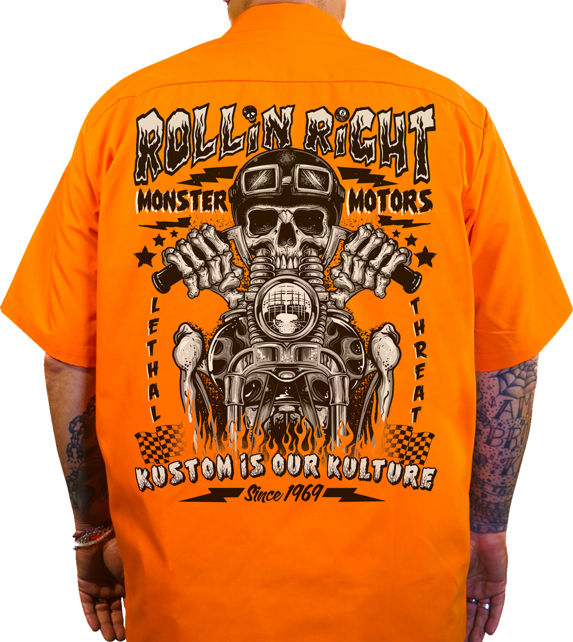 LETHAL THREAT Rollin Right Shop Shirt - Orange - 2XL DG60173XX