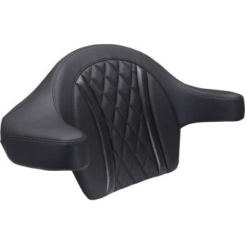 MUSTANG Deluxe Extended Arm Wrap-around Backrest - Diamond - Black Stitch - FLT/FLH '23-'25 88430