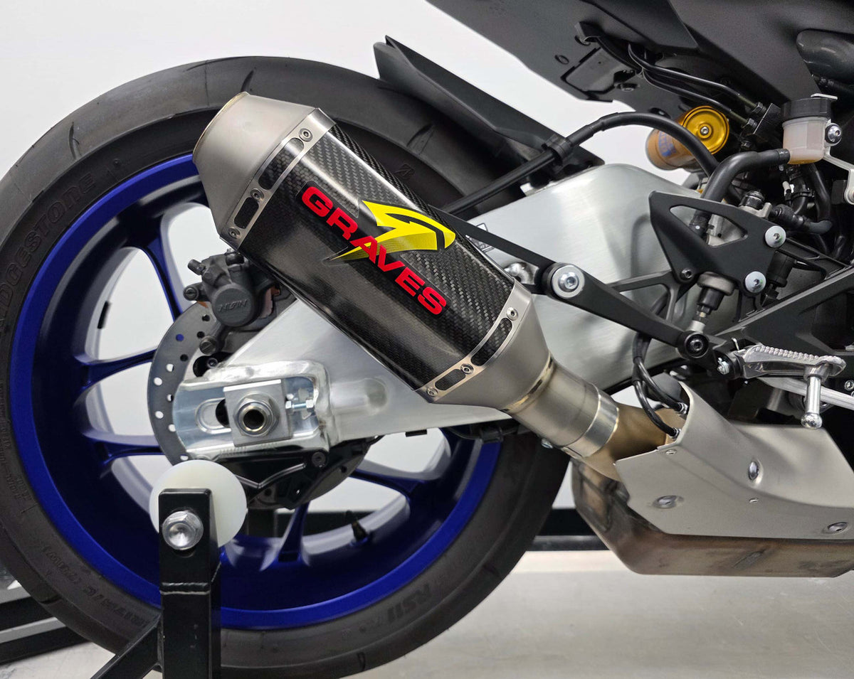 Graves Motorsports  Cat Back Slip-On Exhaust R1 / R1m / R1s 2015-2026 /Fz-10 2017-2018 / Mt-10 2018-2021 Exy-15r1-Cbtc