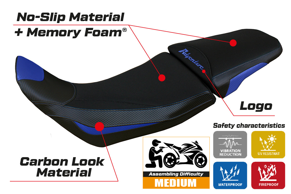 Tappezzeria Italia Honda Africa Twin Adv Sport 1100 2020-2024 Comfort Heat Seat Cover in Blue