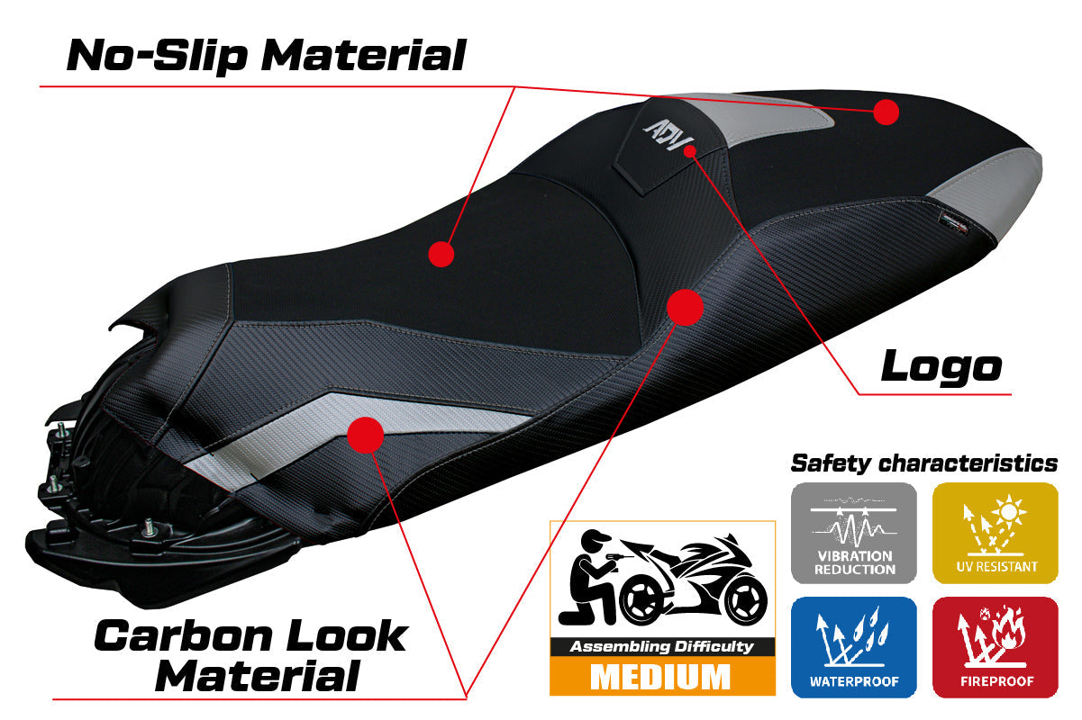 Tappezzeria Italia Honda ADV 350 2022-2025 Seat Cover in Silver and Black
