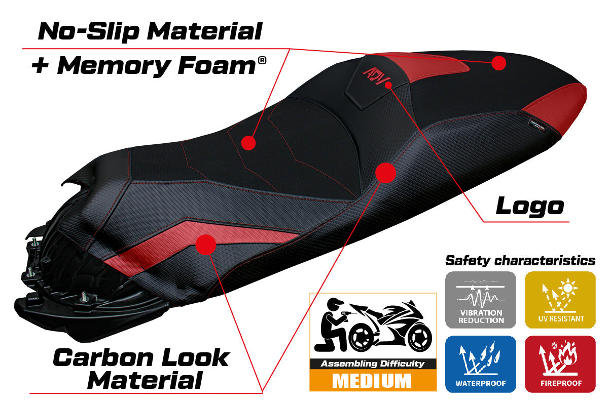 Tappezzeria Italia Honda ADV 350 2022-2025 Seat Cover Comfort in Red and Black