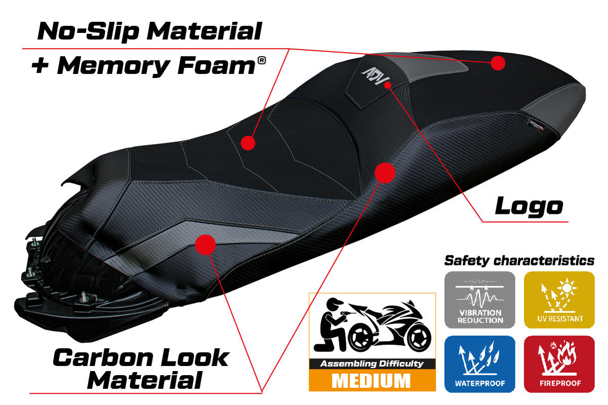 Tappezzeria Italia Honda ADV 350 2022-2025 Seat Cover Comfort in Grey and Black