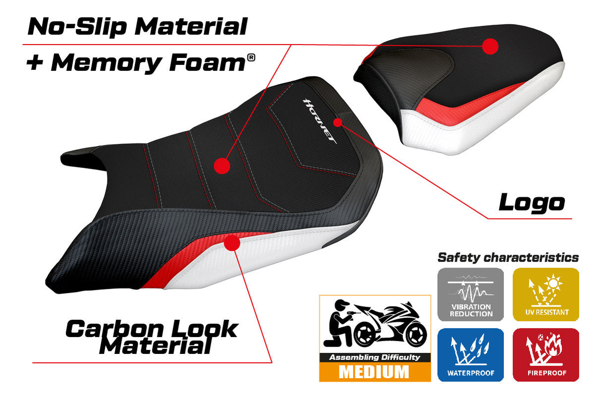 Tappezzeria Italia Honda CB500 Hornet 2024-2025 Seat Cover Comfort White Red and Black