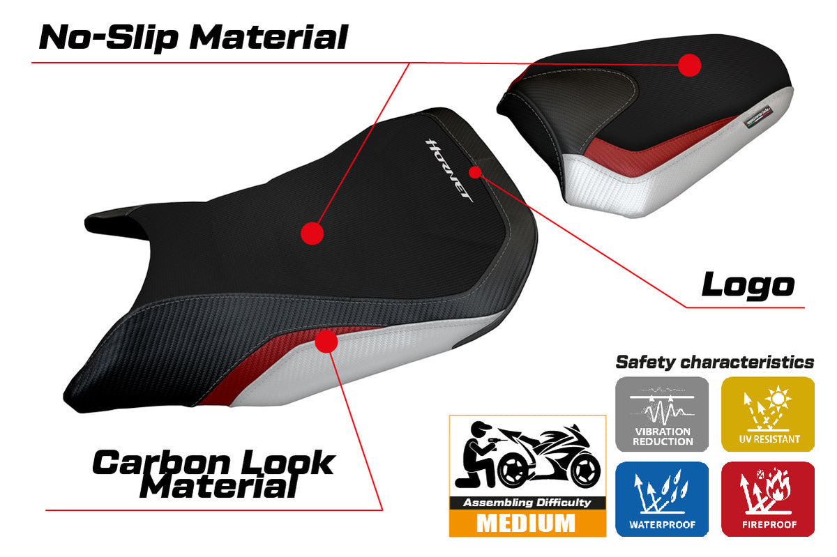 Tappezzeria Italia Honda CB750 Hornet 2023-2025 Seat Cover in White, Red and Black