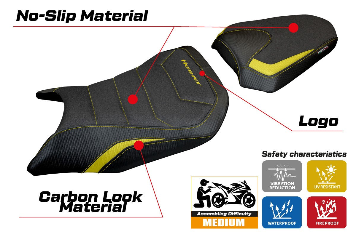 Tappezzeria Italia Honda CB 750 Hornet 2023-2025 Seat Cover Ultragrip Yellow Black